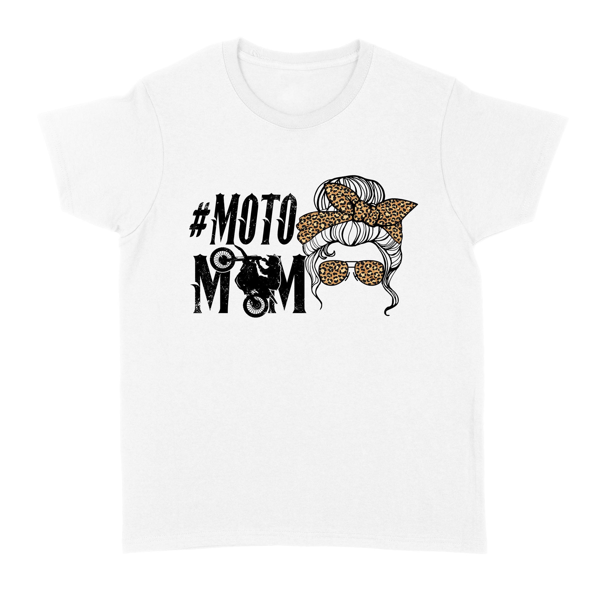 Moto Mom Women T-Shirt, Cool Motorcycle Mama Mom Life Leopard Pattern Women Biker Shirt| Nms343 A01