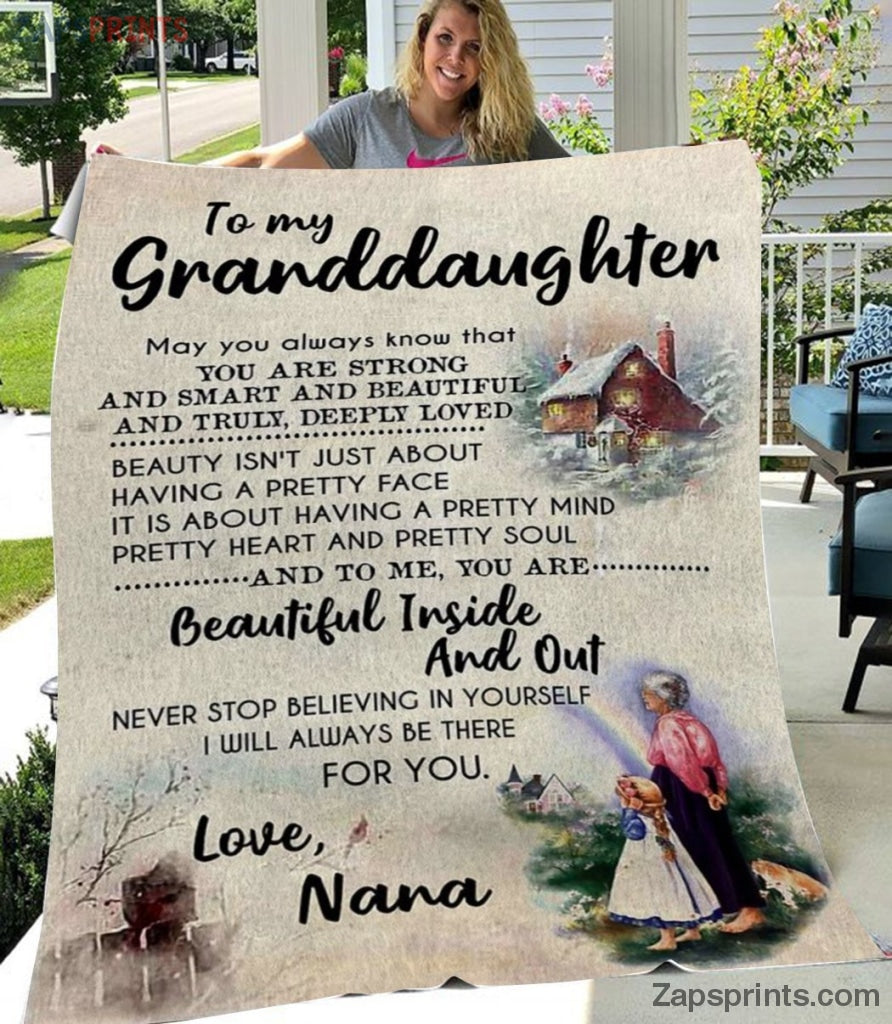 Gift For Granddaughter – To My Granddaughter – Beautiful Inside And Out – Grandma Gift To Granddaughter  – Blanket