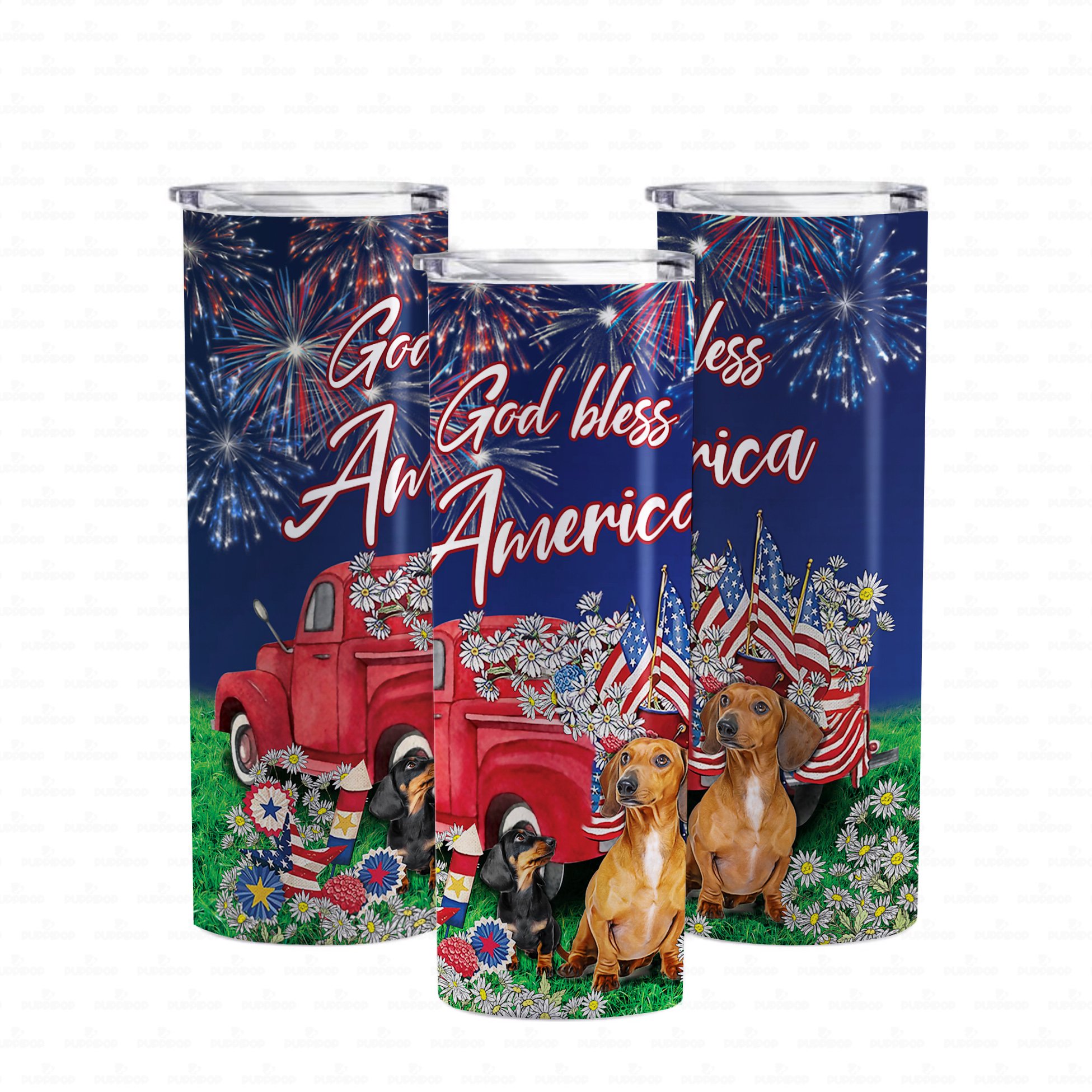 Dog Gift Idea – God Blesses America Dachshund Dog For Puppy Lovers – Tumbler