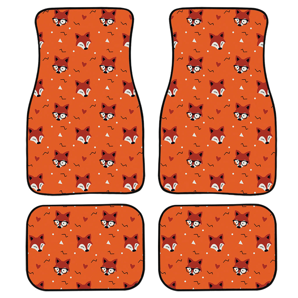 Cute Fox Pattern Print Front And Back Car Floor Mats, Front Car Mat