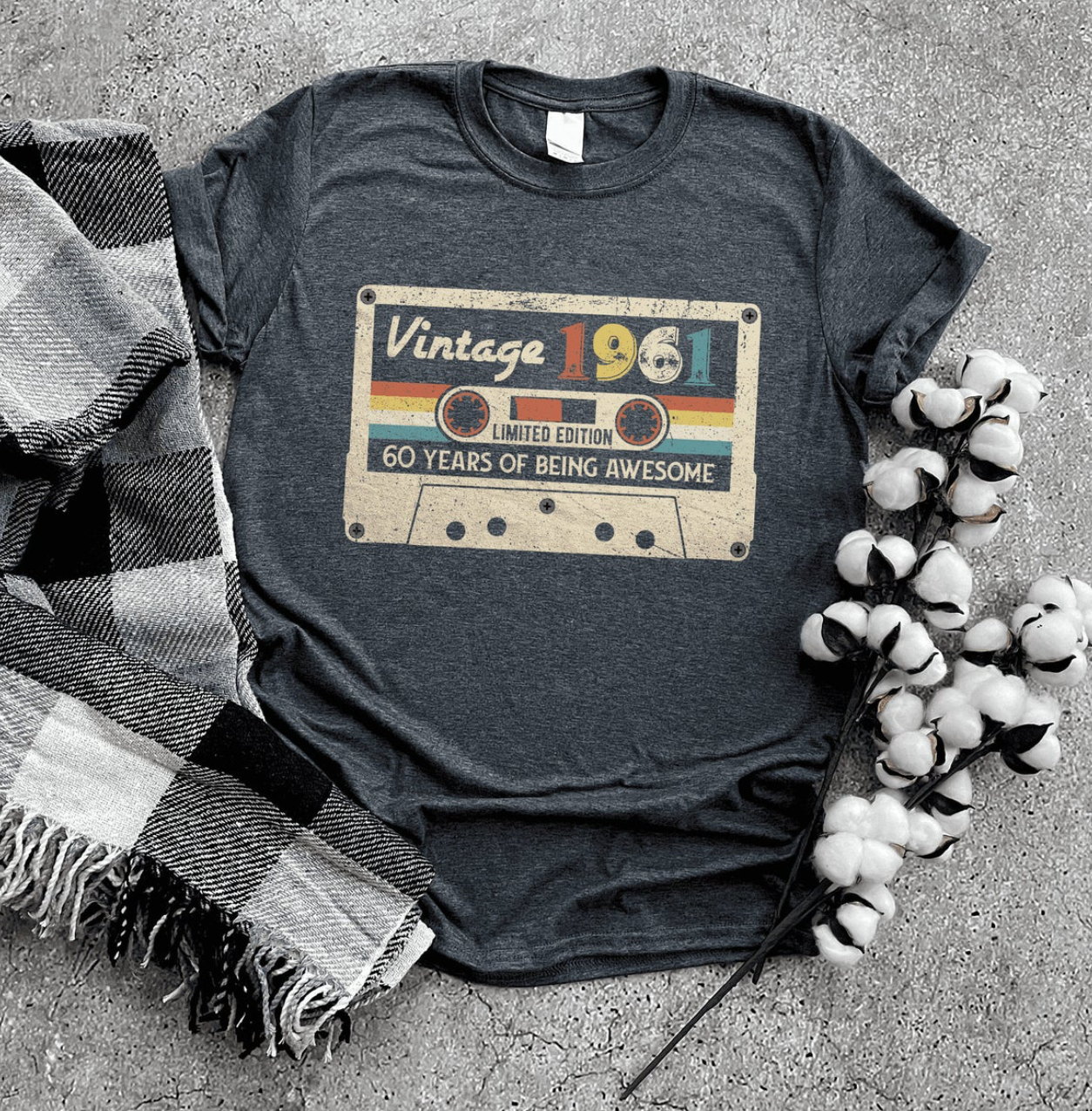 60th Birthday Gift for Men, 1961 Birthday Shirt, 60s Mixtape Cassette T-shirt, Vintage 1961 T-Shirt, Made in 1961, 60 Years Old Gift