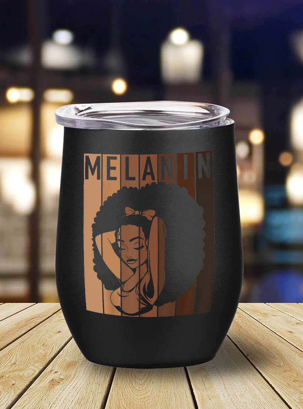 African American Tumbler Melanin Afro Woman Christmas Gift For Mom Wife Daughter Stainless Steel Wine Tumbler Mug Black History Gift Ideas BPS2850