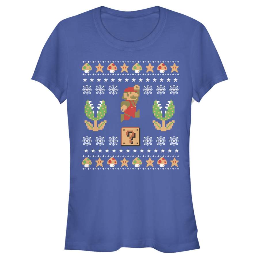 Nintendo Junior’s Ugly Christmas Mario Question  T Shirt