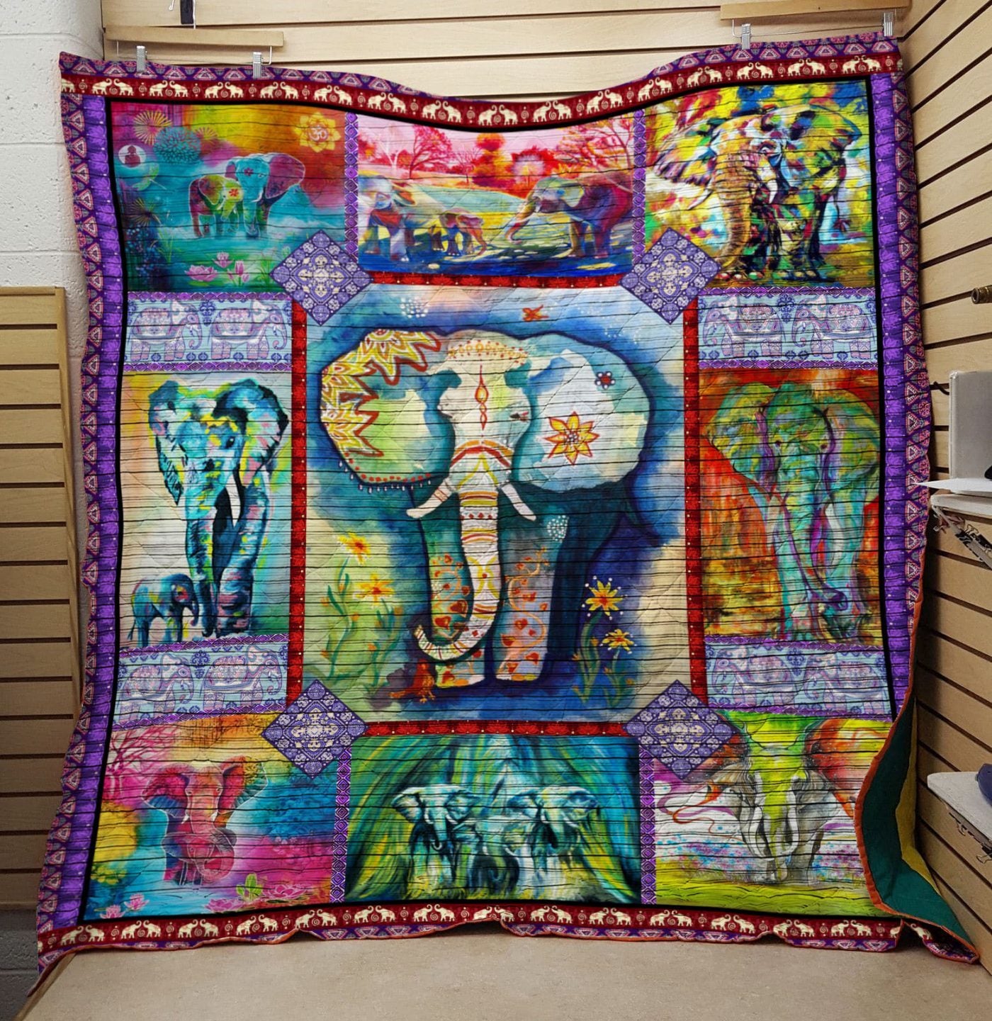 Elephants  Oil-Painting  Quilt Blanket