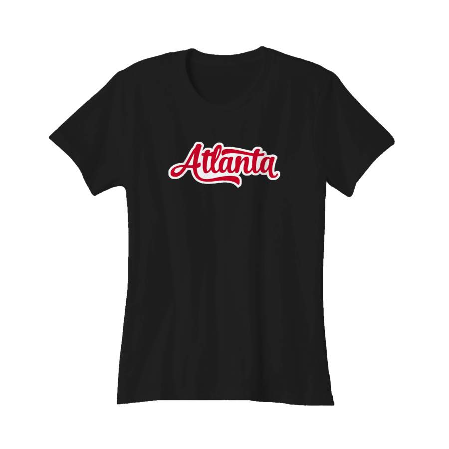 Atlanta Graphic Vintage Script Gifts Braves Women’s T-Shirt