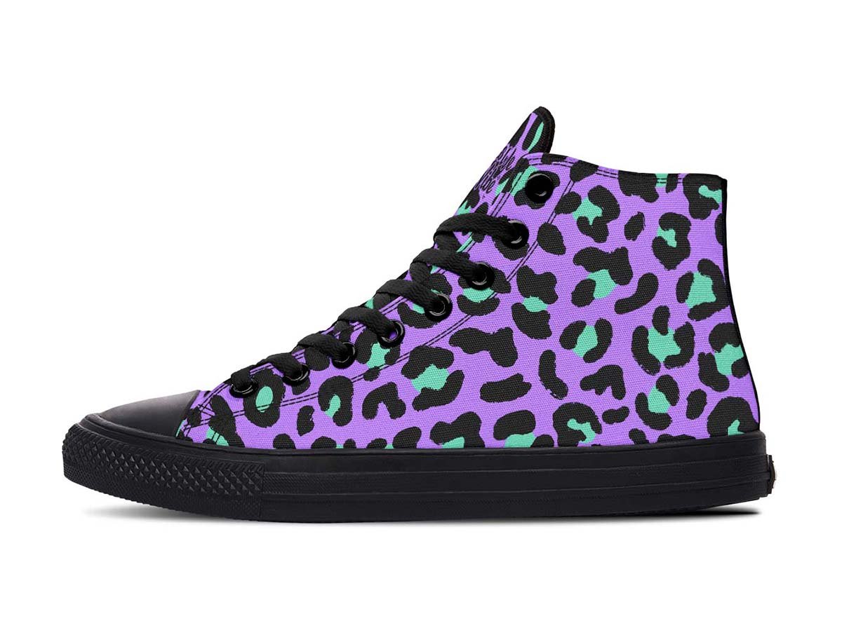 S Leopard Pattern Purple, Hightops, High Top Sneakers, Custom Sneakers, Vegan Shoes, Men’S Shoes, Woman’S Shoes, Custom Printed, Abstractprint