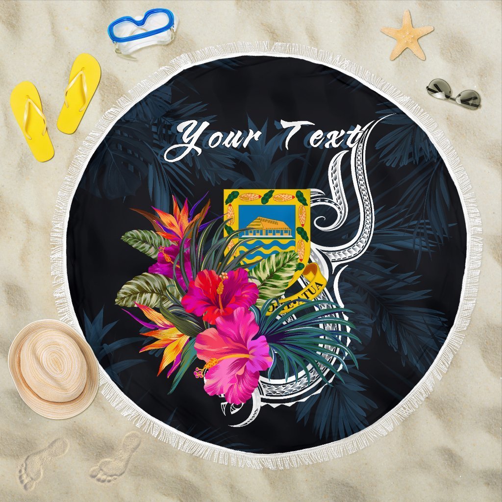 Tuvalu Polynesian Custom Personalised Beach Blanket – Tropical Flower – BN12