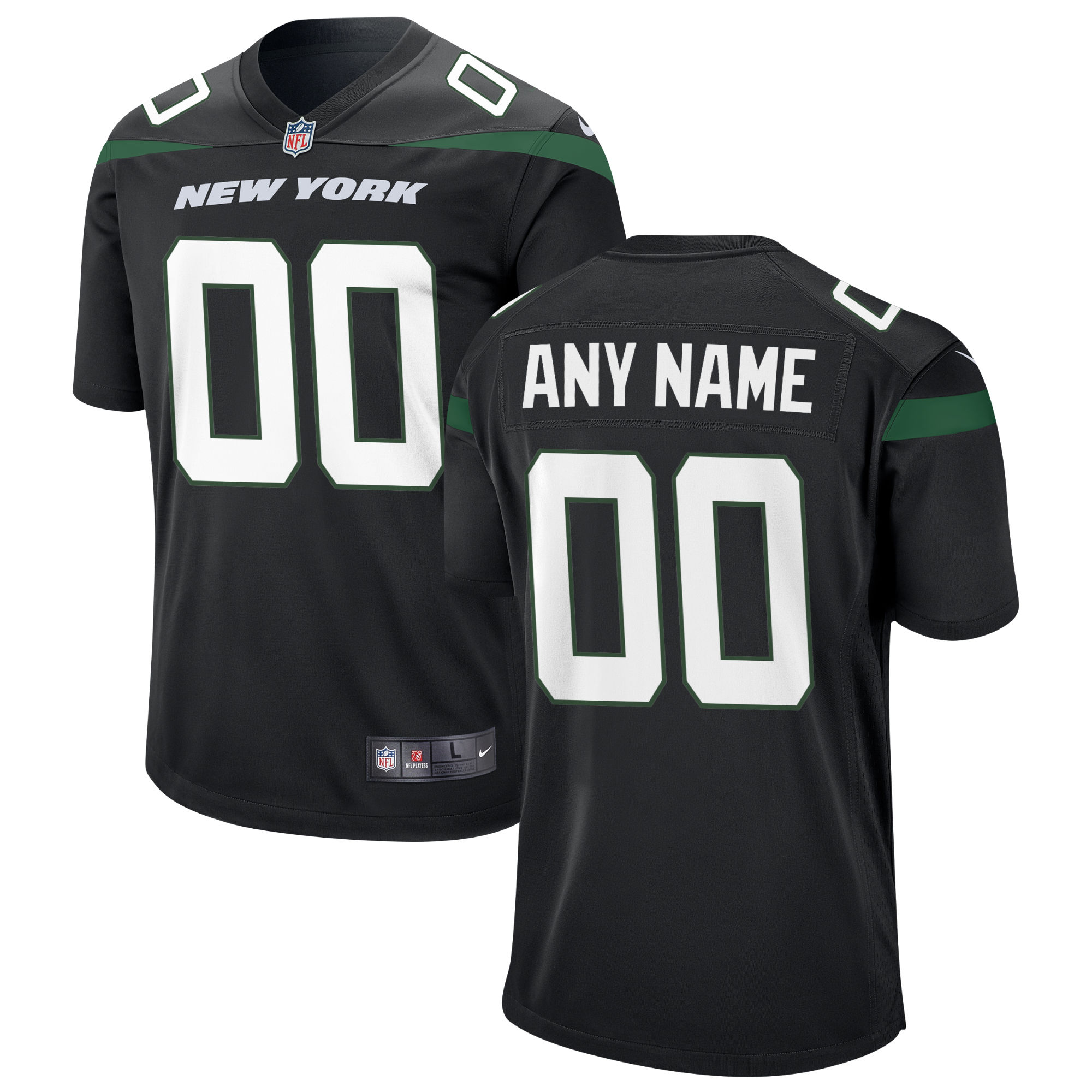 New York Jets Youth Custom Game Jersey – Black