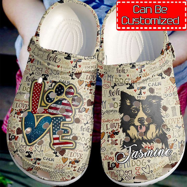 Dog – Border Collie Personalized Love Vintage clog Shoes For Men And Women