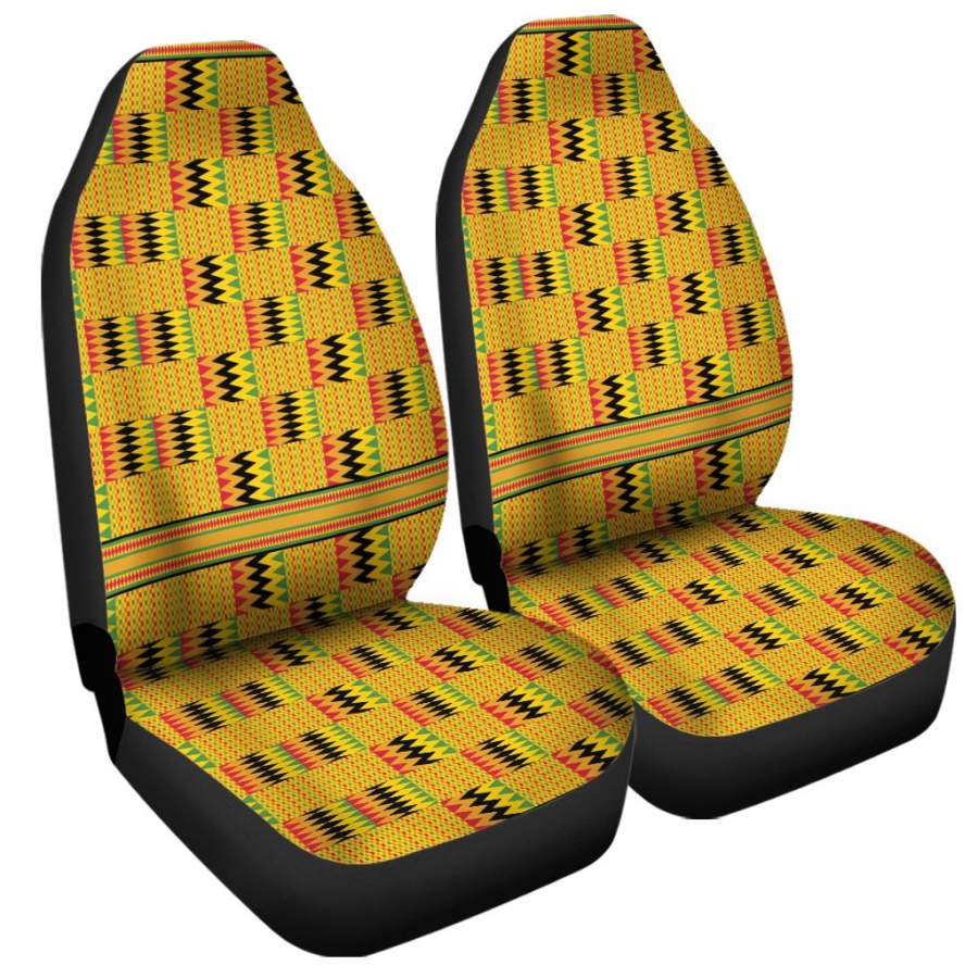 Yellow Kente Pattern Print Universal Fit Car Seat Covers