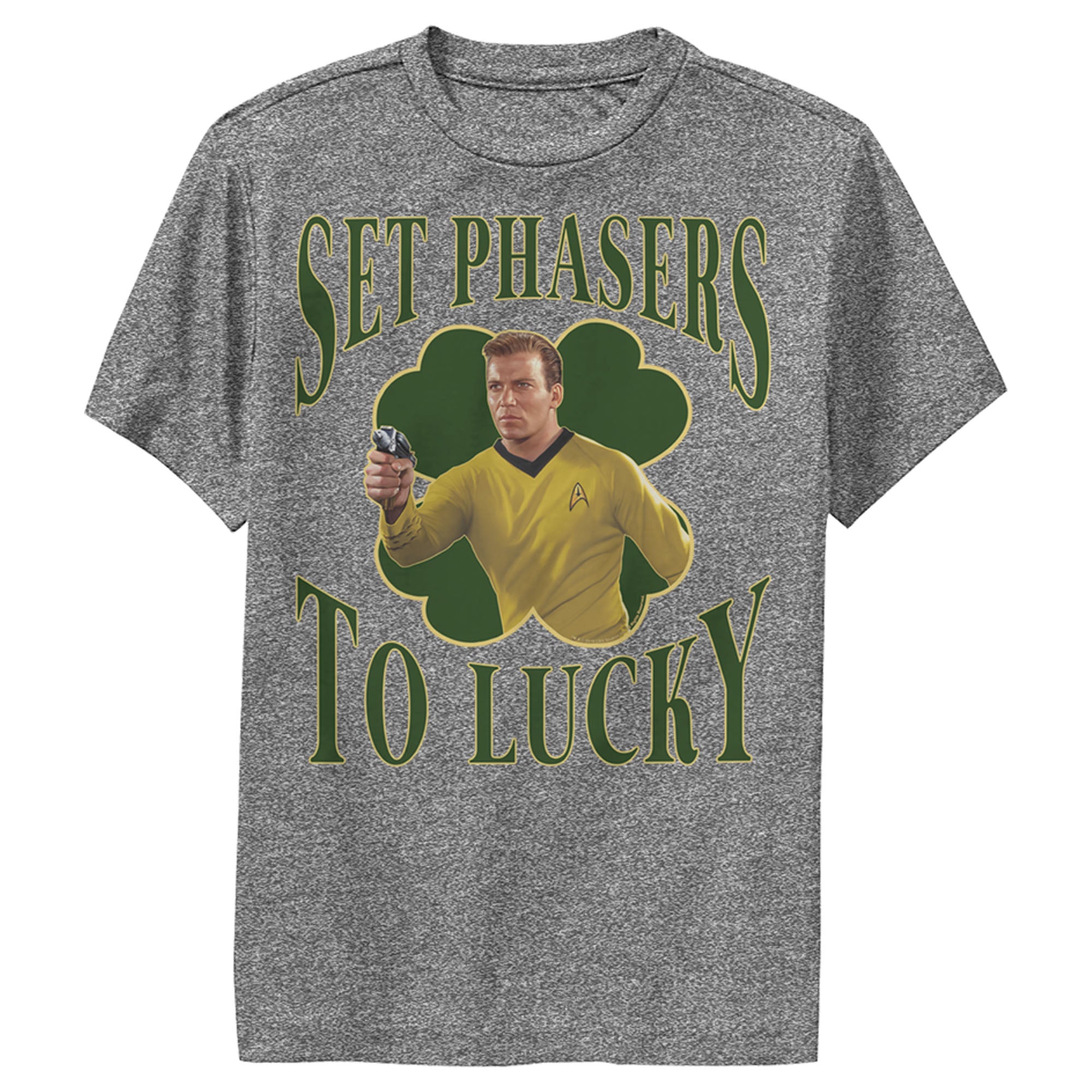 Boy’S Star Trek: The Original Series St. Patrick’S Day Captain Kirk Set Phasers To Lucky Performance Tee