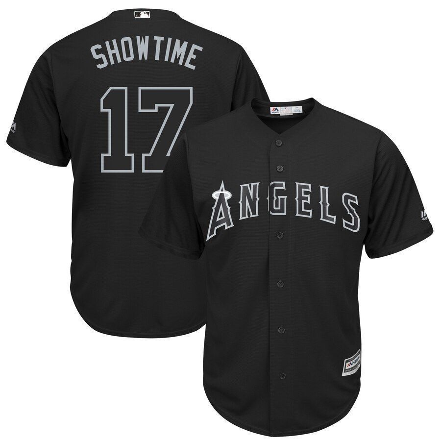 Shohei Ohtani Showtime Los Angeles Angels Majestic 2021 Players Weekend Replica Player Jersey Jersey Black 2021