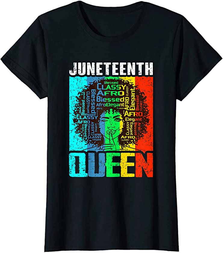 Womens Juneteenth Queen Afro Hair Melanin Black Girl Magic Women T-Shirt