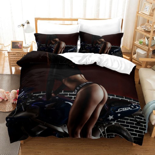 The Motorcycle Girl 7 Duvet Cover Pillowcase Home Decor 3D Bedding Set 2