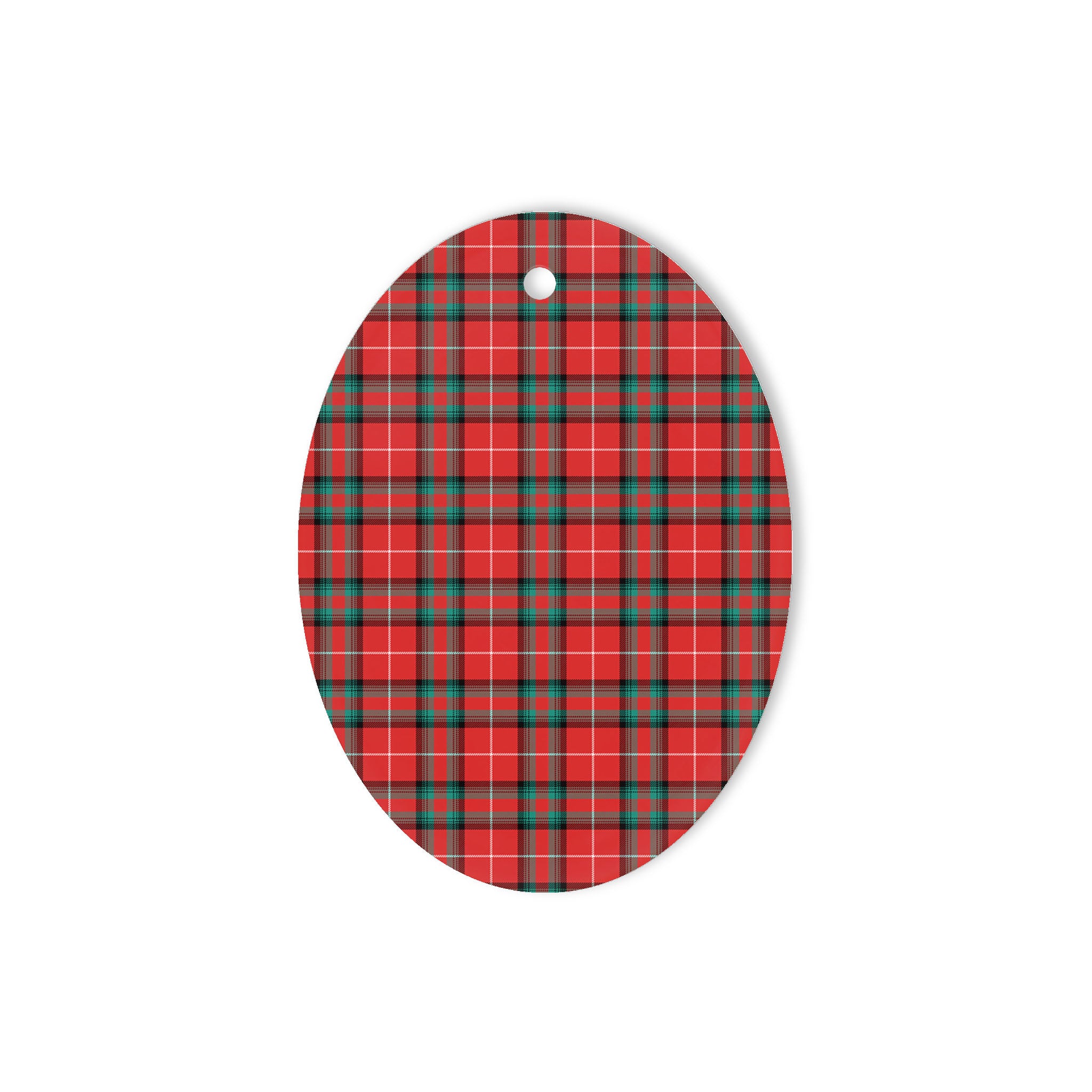 Stuart Of Bute Tartan Oval Ornaments, Christmas Tree Ornament, Plaid Christmas Ornaments, Ceramic Oval Christmas Tree Decoration