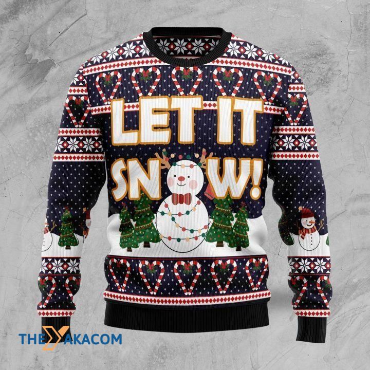 Snowman And Light In Winter Let It Snow Gift For Christmas Ugly Christmas Sweater