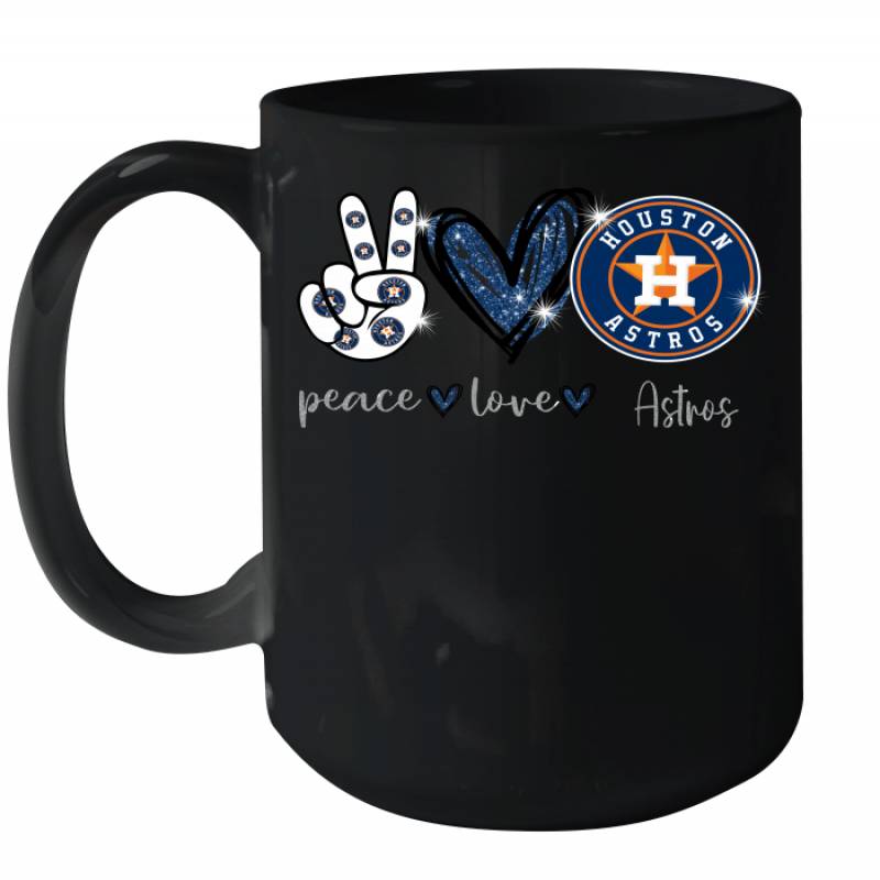 Peace Love Astros gift for Houston Astros Fans Ceramic Mug 15oz