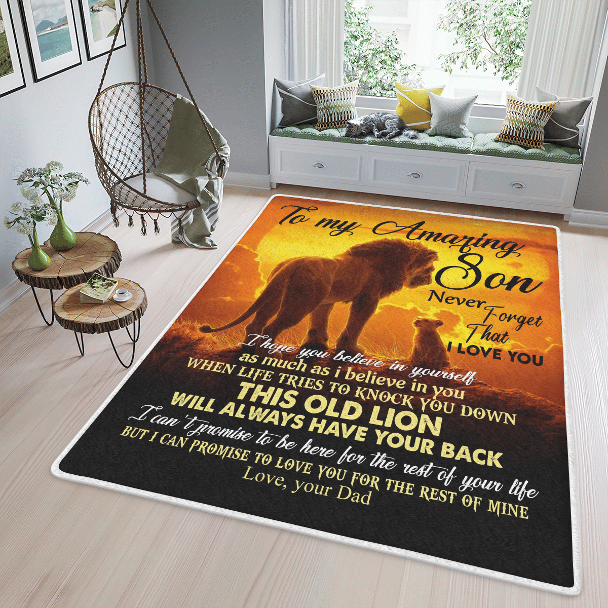 Wooni To My Amzing Son – Lion Area Rug, Rectangle Rug Wn07032296