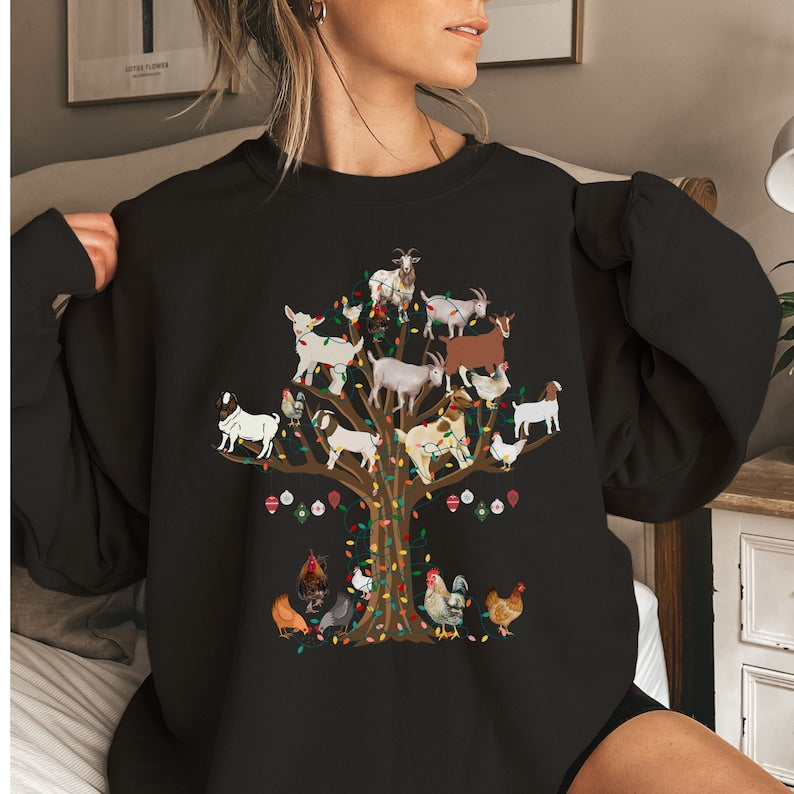 Farm Animal Merry Christmas Sweatshirt 2D Crewneck Sweatshirt All Over Print Sweatshirt For Women Sweatshirt For Men Sws5081