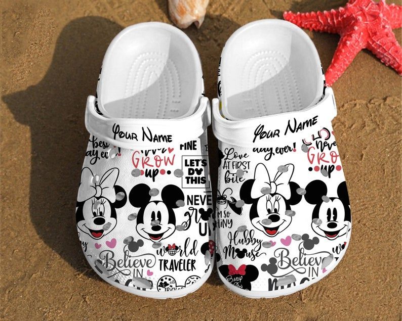 Custom name Mickey Mouse Rubber Crocs Crocband Clogs, Comfy Footwear TL97