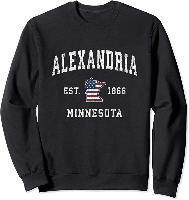 Alexandria Minnesota MN Vintage American Flag Sports Design Sweatshirt