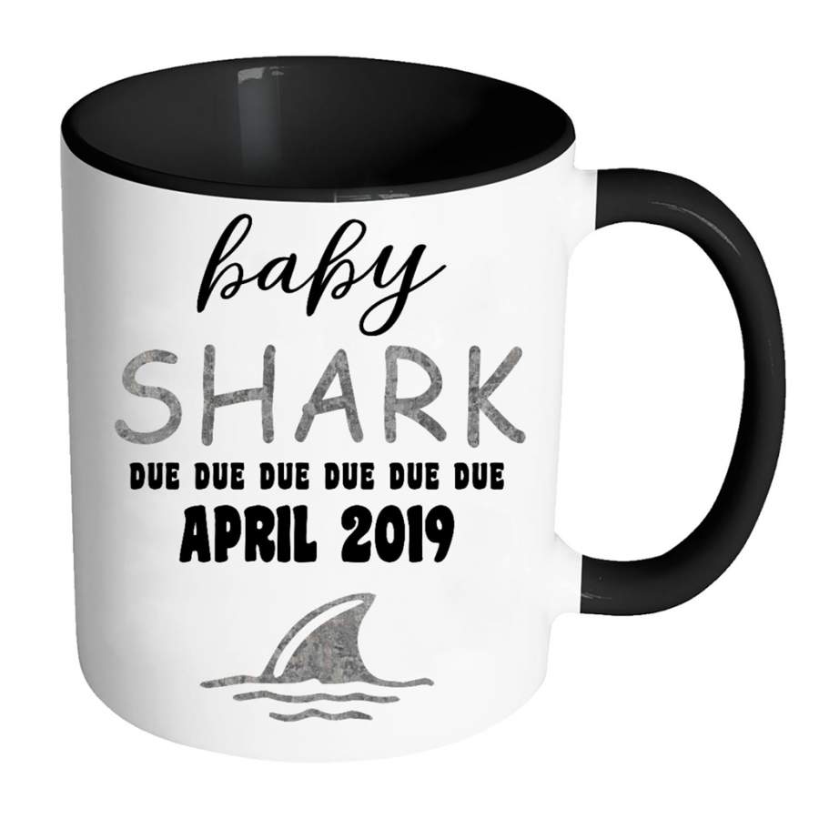 Baby Shark Due Due Due Due April 2019, Birthday Gift – Full-Wrap Coffee Colors Accent Mug