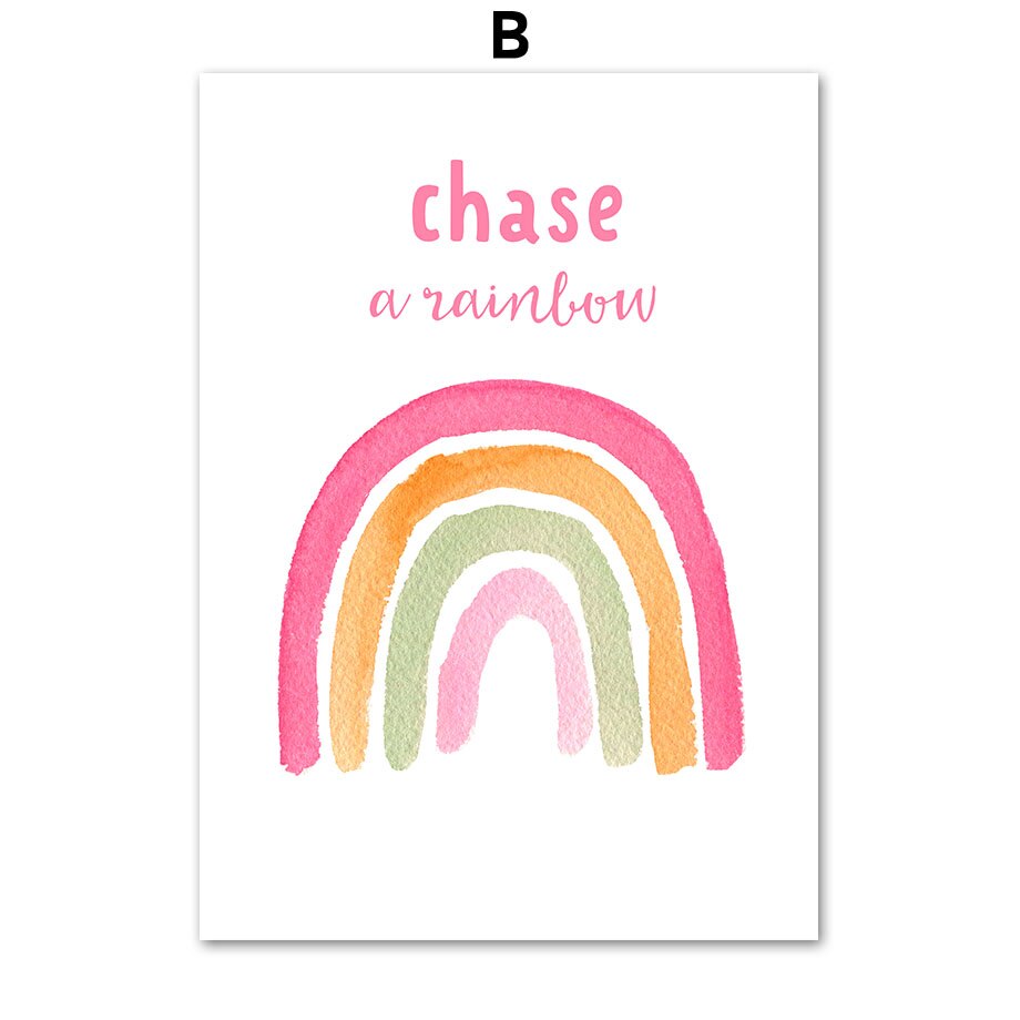 Mermaid Fairy Unicorn Moon Rainbow Stars Flower Wall Art Canvas Painting Nordic Poster Print Pictures For Girl Kids Room Decor alx