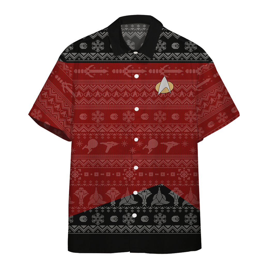 3D S.T The Next Generation 1987 Red Ugly Christmas Custom Hawaii Shirt