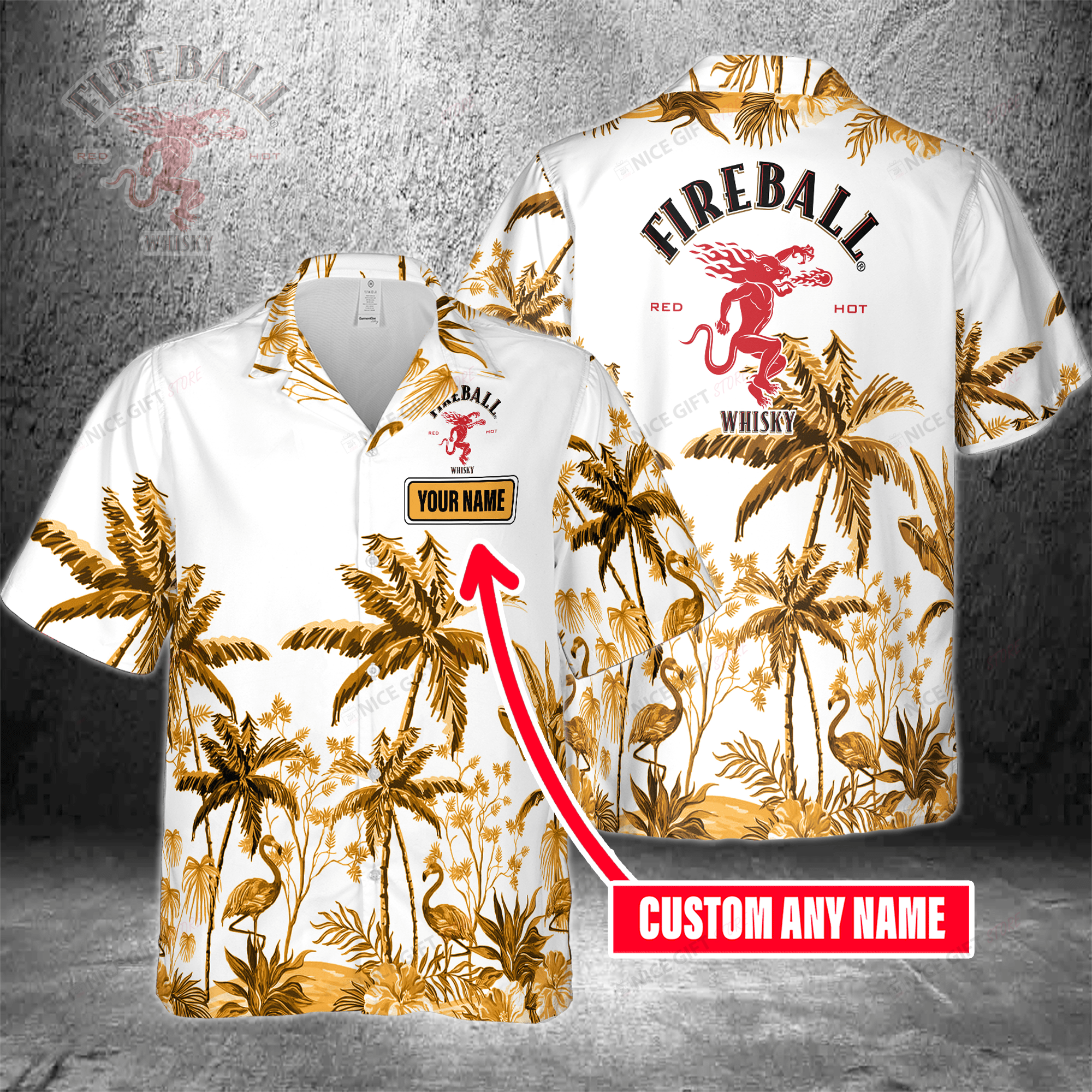 Fireball Cinnamon Whisky Custom Name Hawaiian Shirt 3Hs-R5E3