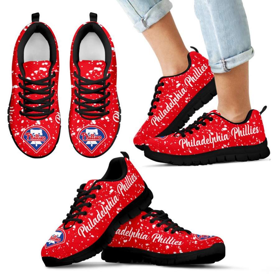 Christmas Snowing Incredible Pattern Philadelphia Phillies Sneakers