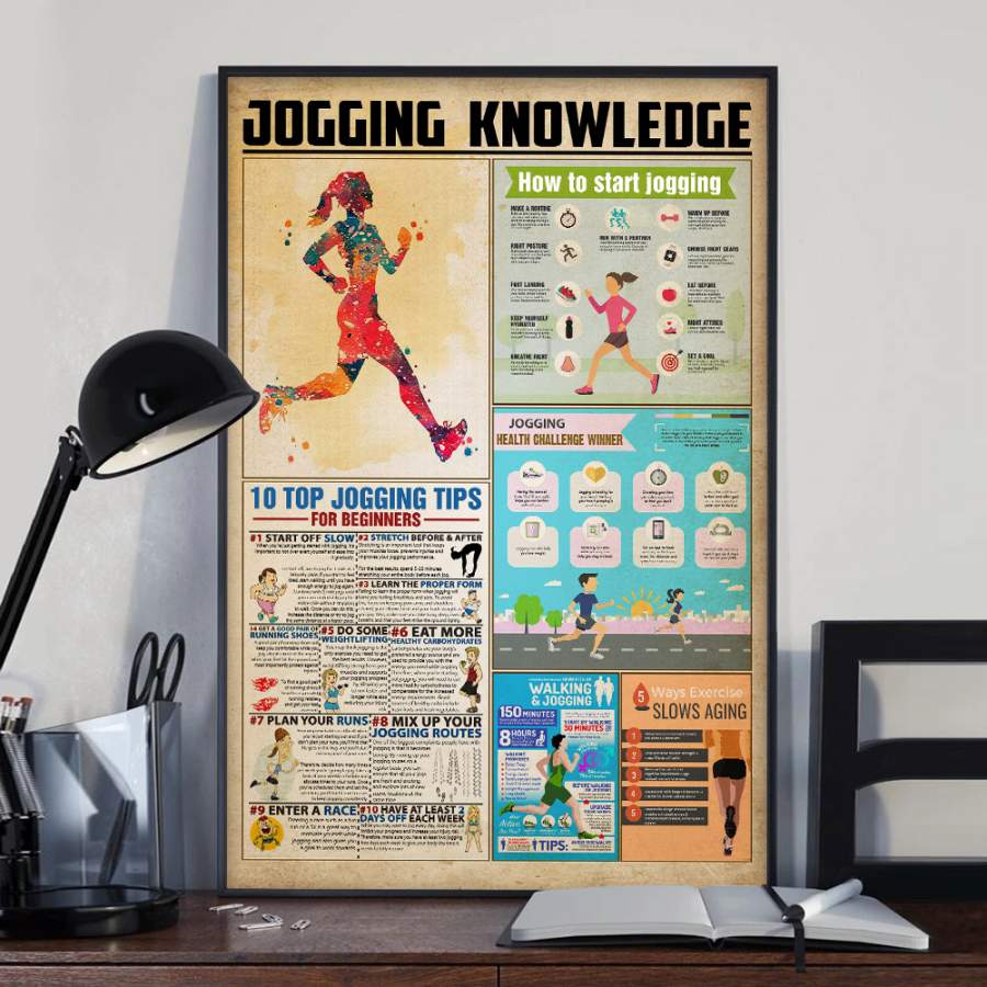 Wozoro Unframed Poster Jogging Knowledge Size 11×17, 16×24, 24×36 inch