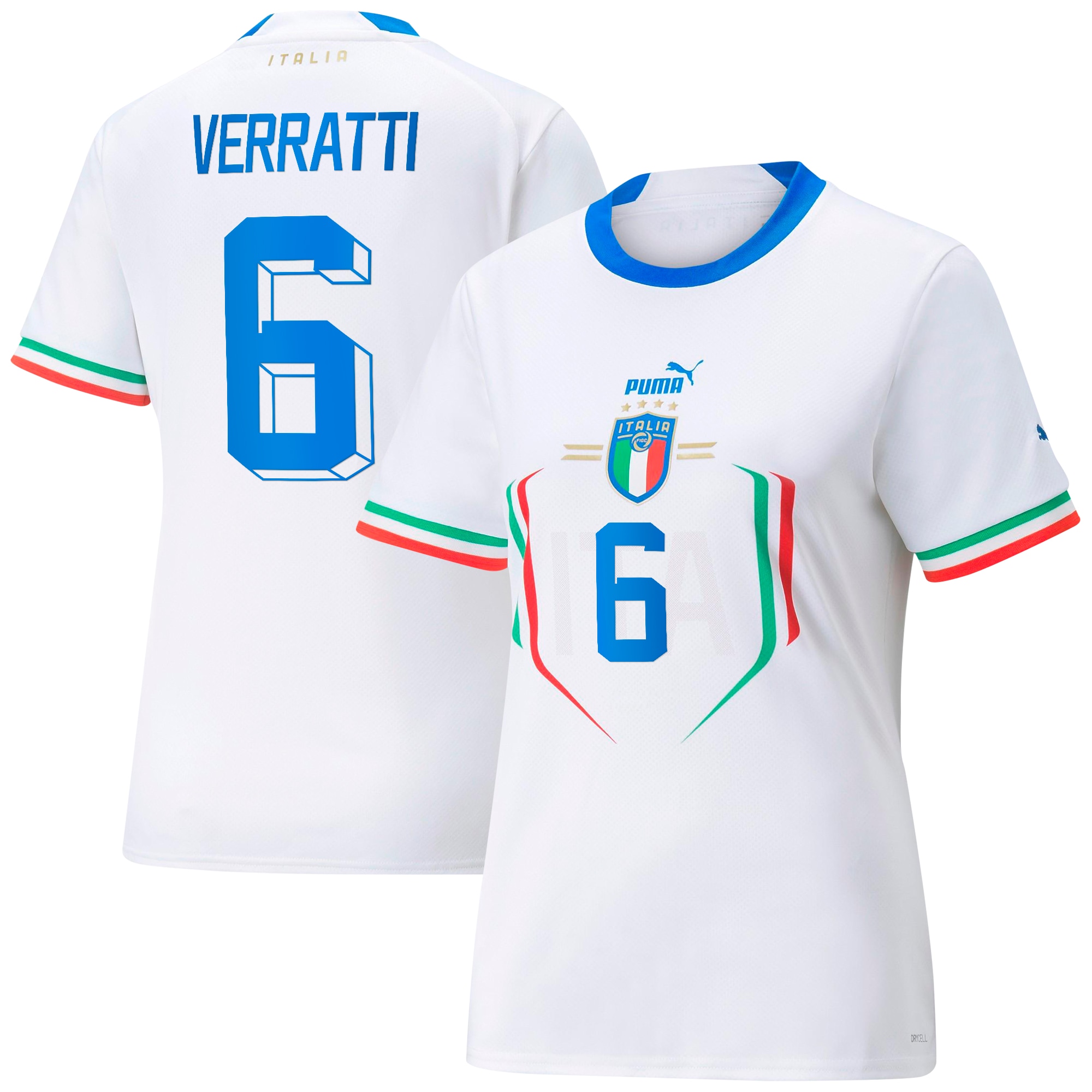 Marco Verratti Italy National Team Women's 2022/23 Away Replica Player Jersey – White