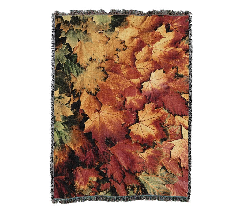 Autumn Fall Leaves Vintage Retro Style Couch Sofa Blanket,  Woven Throw Blanket Home Decor