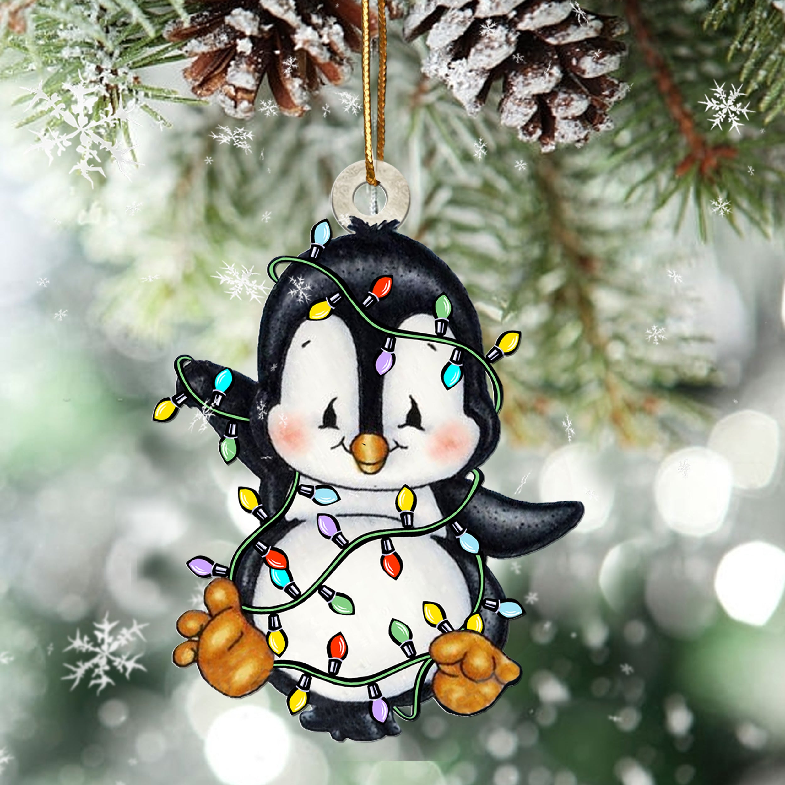 Penguin Christmas Colors  Two Sides Ornament