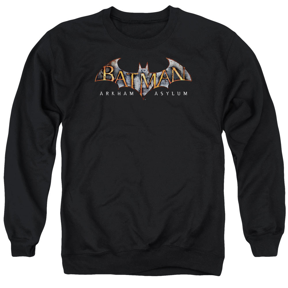 Batman Aa Arkham Asylum Logo Mens Crewneck Sweatshirt Black