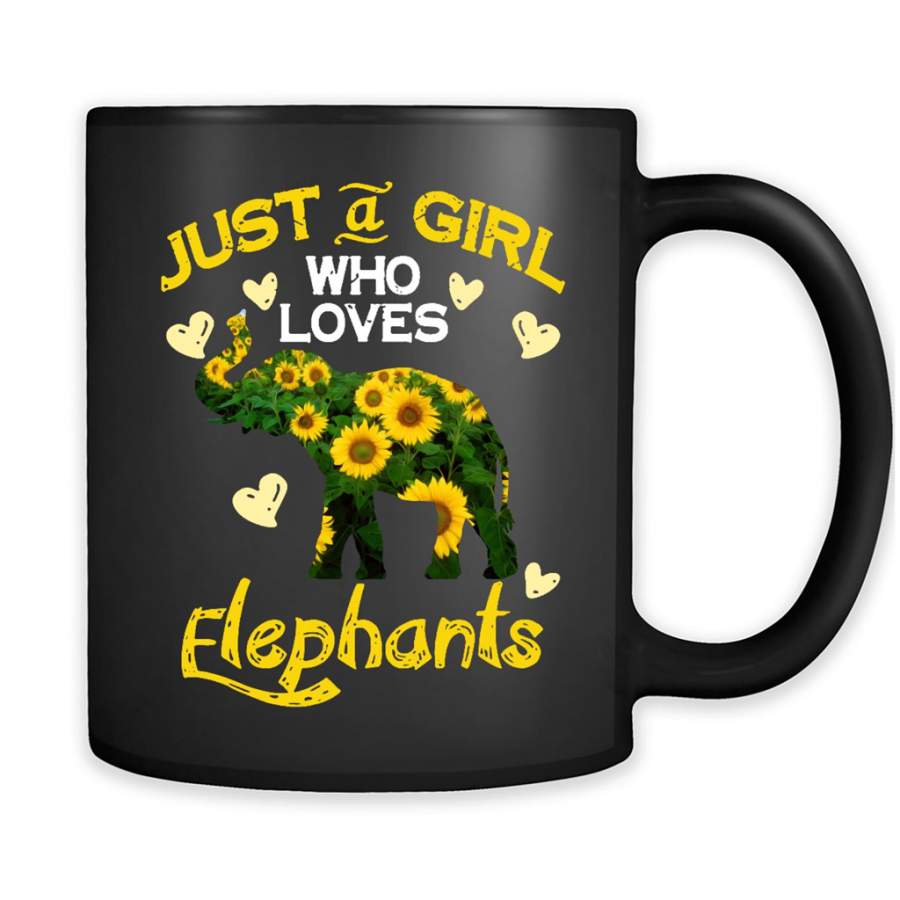 Just A Girl Who Loves Elephants, Floral Design – Full-Wrap Coffee Black Mug