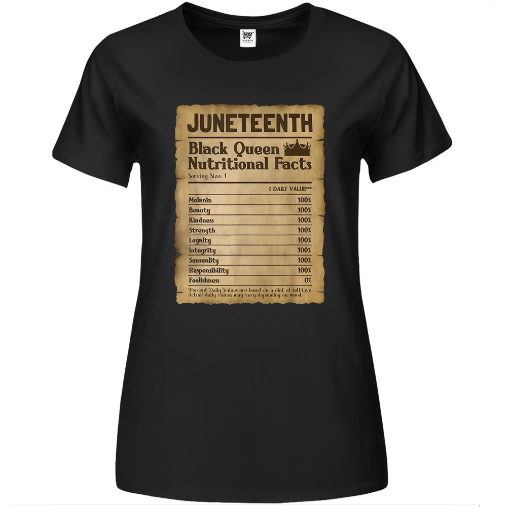 Nutritional Facts Shirt, Nutritional Facts Premium Womens T Shirts, Black Queen Nutrition Facts, Juneteenth Black Queen Nutritional Facts Melanin Vintage Girls Premium Womens T Shirts