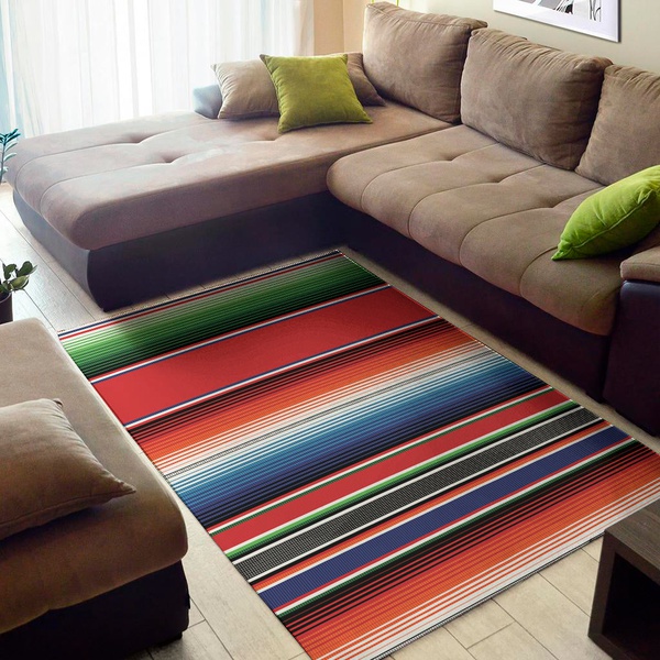 Vintage Mexican Serape Pattern Print Area Rug