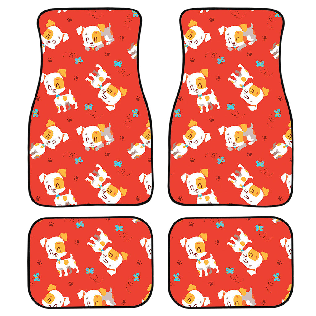 Cartoon Jack Russell Terrier Print Front And Back Car Floor Mats, Front Car Mat