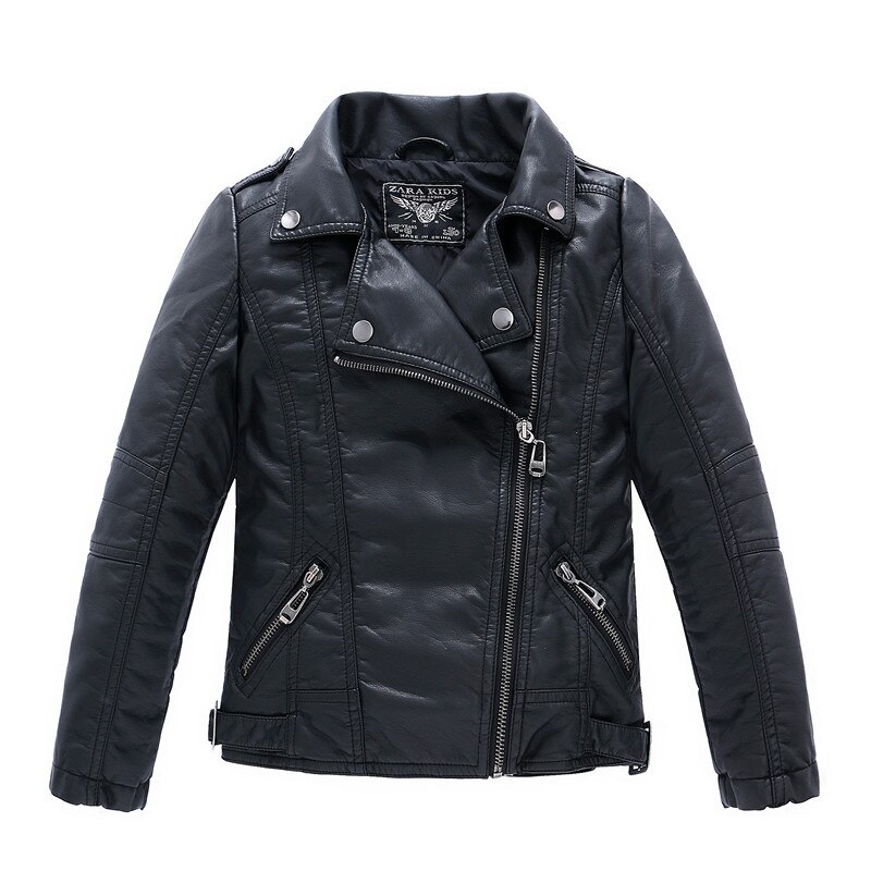 Brand Fashion Classic Girls Boys Black Motorcycle Leather Jackets Child Coat For Spring Autumn 2-14 Years alx