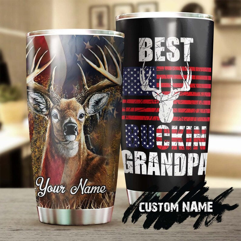 Best Buckin Grandpa Ever Deer Funny Personalized Tumbler-Grandpa Tumbler-Birthday Gift Christmas Gift For Grandpa Grandfather