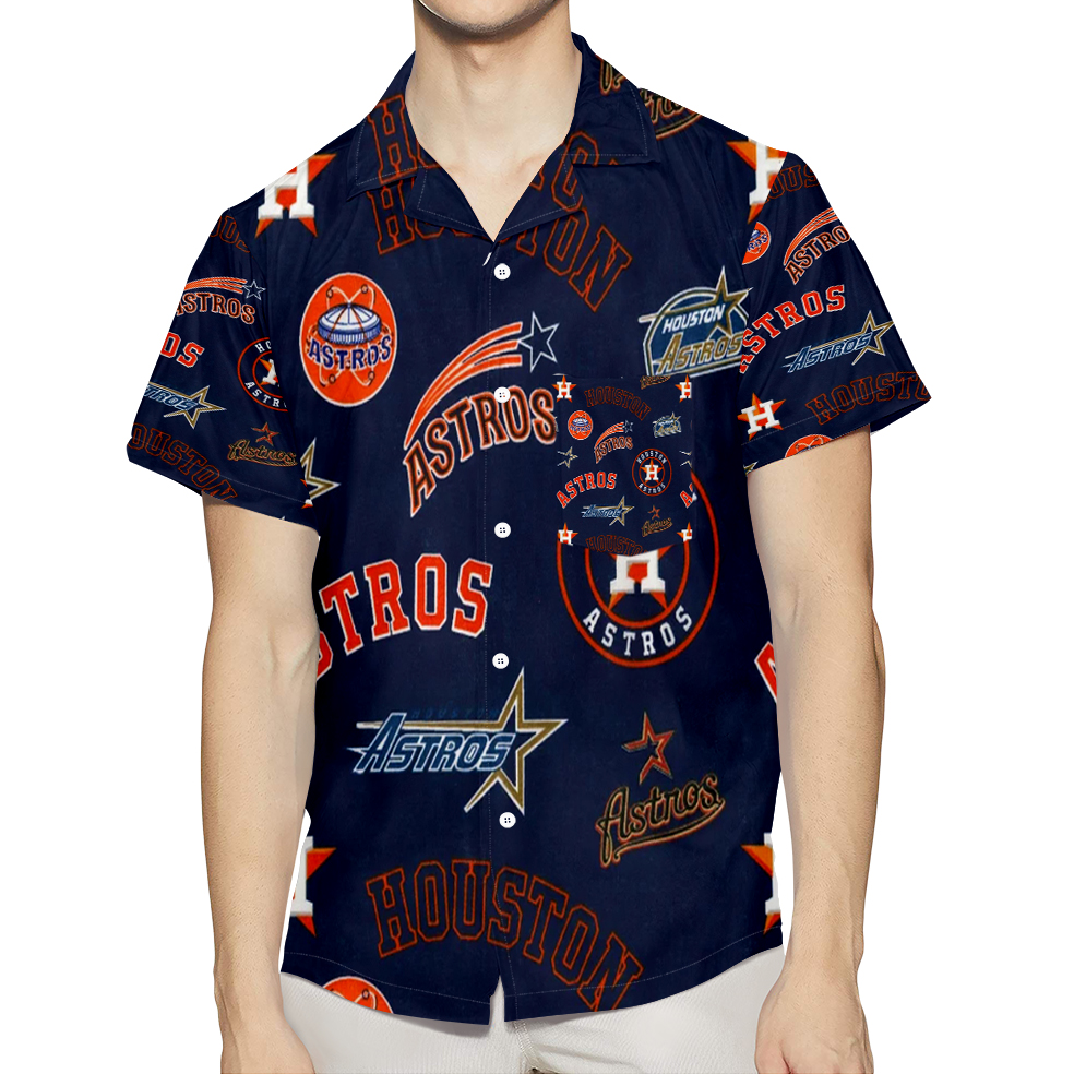 Houston Astros Emblem V3 3D All Over Print Summer Beach Hawaiian Shirt With Pocket