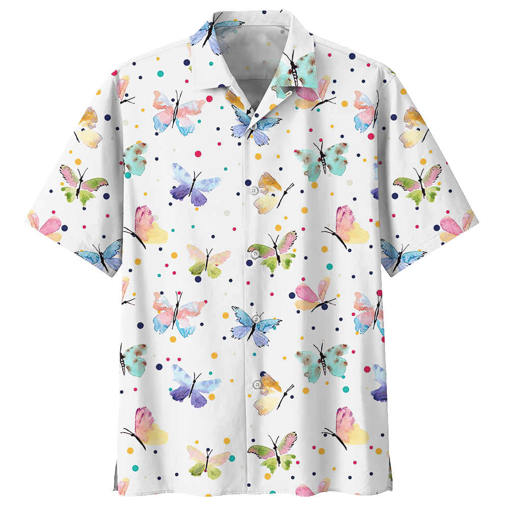 Butterfly White Unique Design Unisex Hawaii Shirt For Men And Women Ha44446