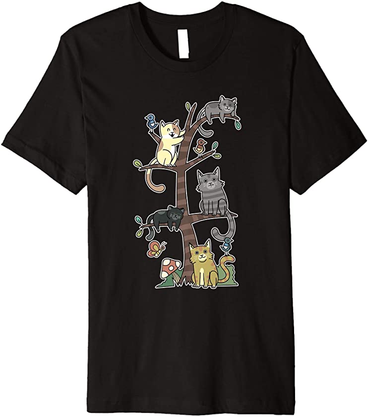 Cats Kittens on a Tree Pet Cat Rescue Loves Kitty Cartoons Premium T-Shirt