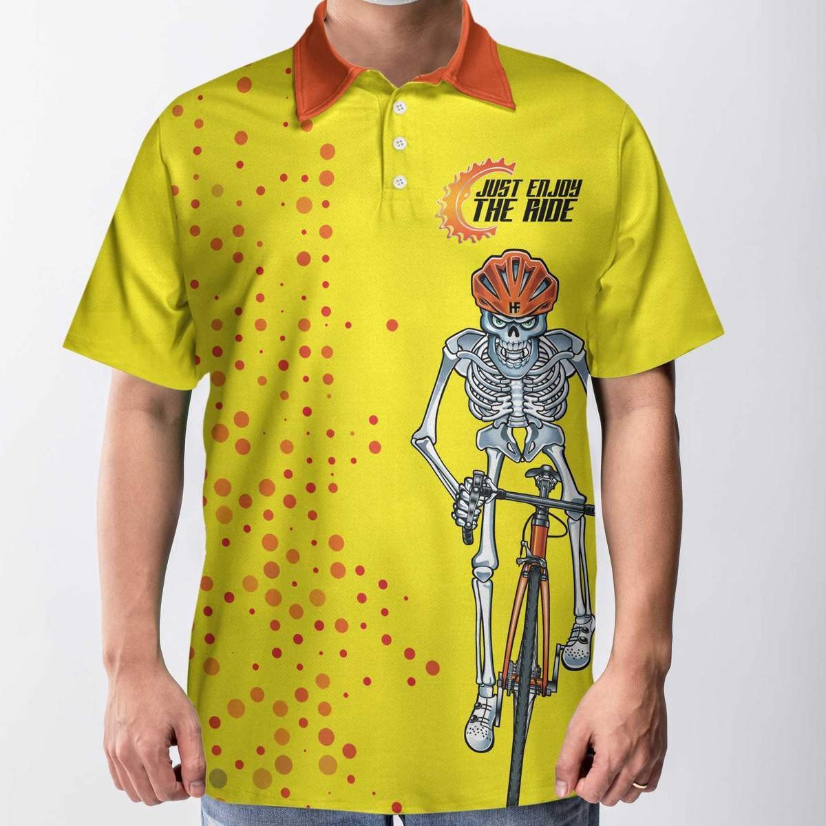 Funny Skull Cycling Enjoy The Ride Polo Shirt #V - Sveltestyles Fashion