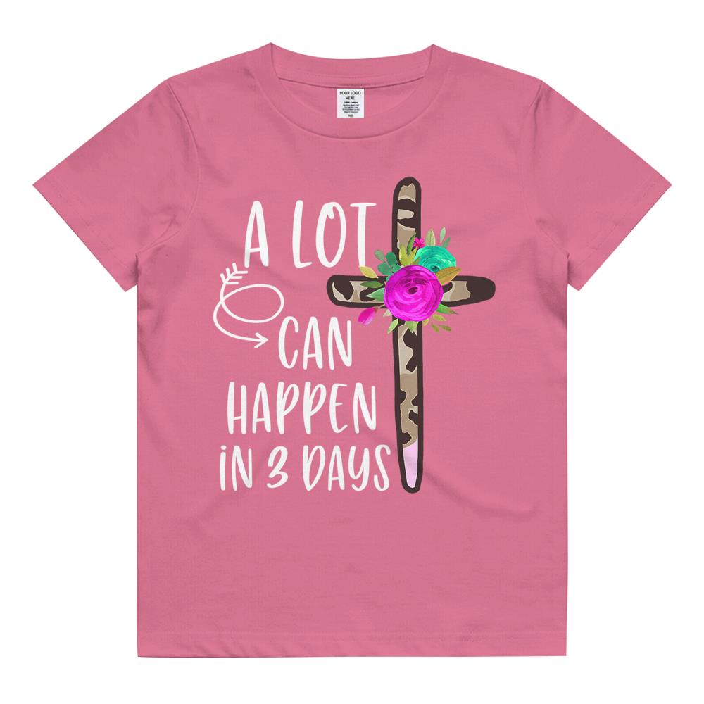 A Lot Can Happen In 3 Days Easter Christian Leopard Floral Kids T Shirt