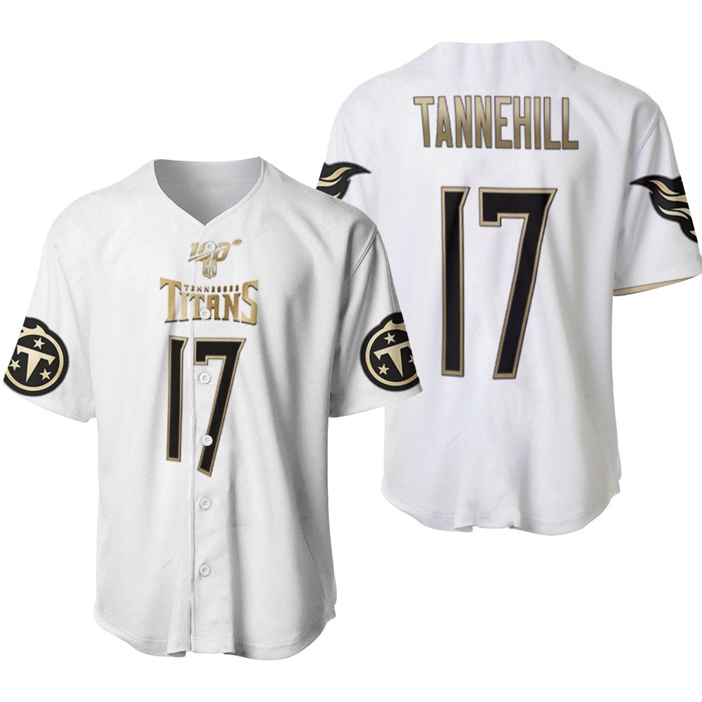 Tennessee Titans Ryan Tannehill #11 NFL Great Player White 100th Season Golden Brandedition Jersey Style Gift For Titans Fans Baseball Jersey