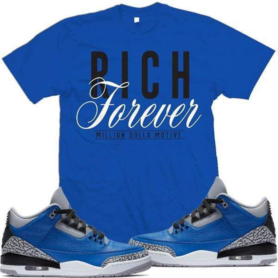 Sneaker Shirt Tees to Match Jordan Retro 3 Varsity Royal Cement Elephant – RICH FOREVER