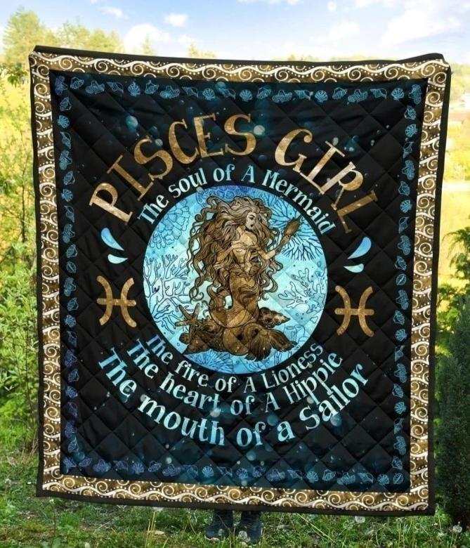 Pisces Girl Soul Of A Mermaid Quilt Blanket Birthday Gift