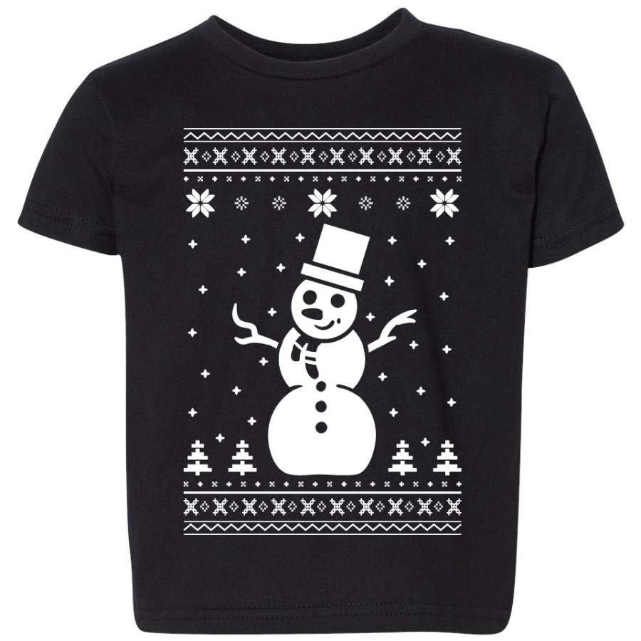 Snowman Christmas Ugly Christmas Sweater Toddler Crew Graphic T-Shirt